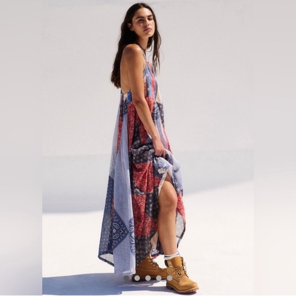 Free People Heritage Freedom Maxi Dress In Americana Combo Size Medium - Picture 12 of 12